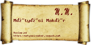 Mátyási Makár névjegykártya